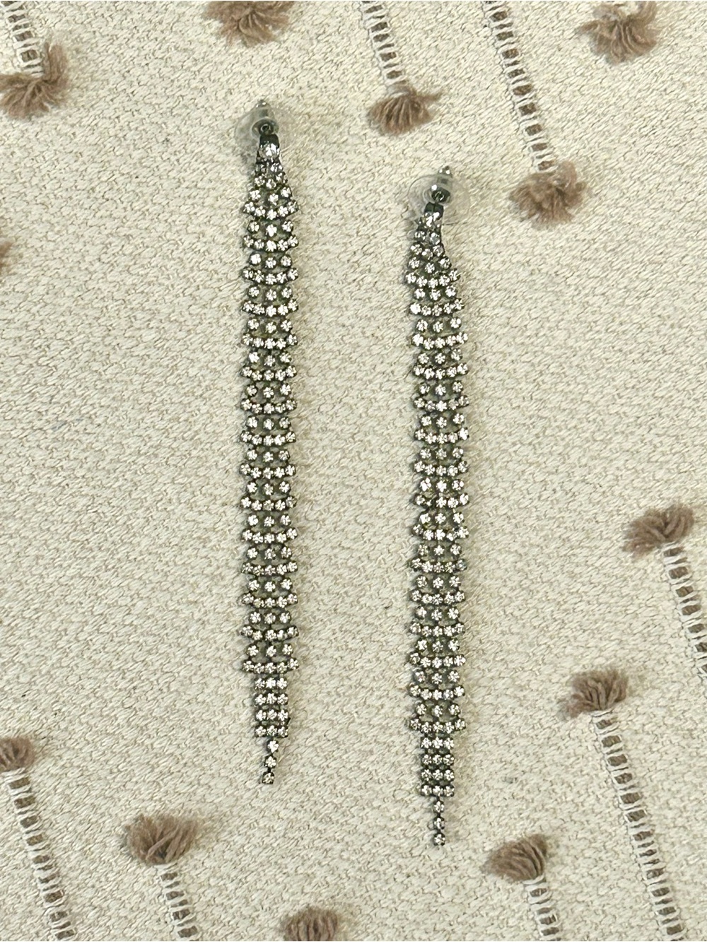 Silver Crystal Linear Drop Earrings